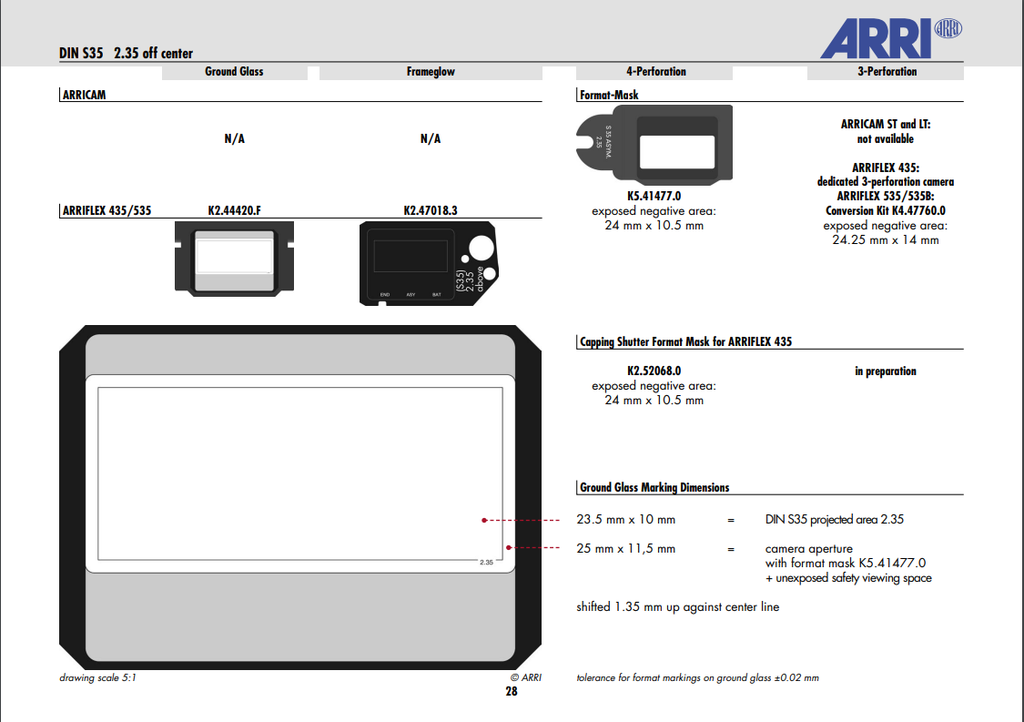 Arri 435/535  S35  2.35 Off-c - Ground glass and Arri glow