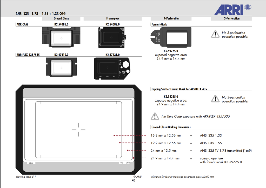 Arricam S35 1.78/1.55/1.33 - Ground glass + Arriglow